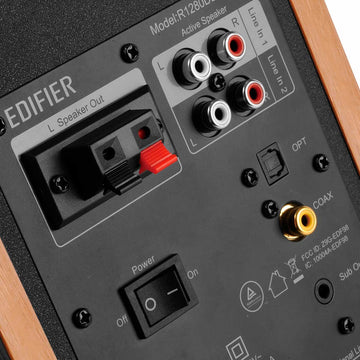 Edifier R1280DBs marrón conexiones